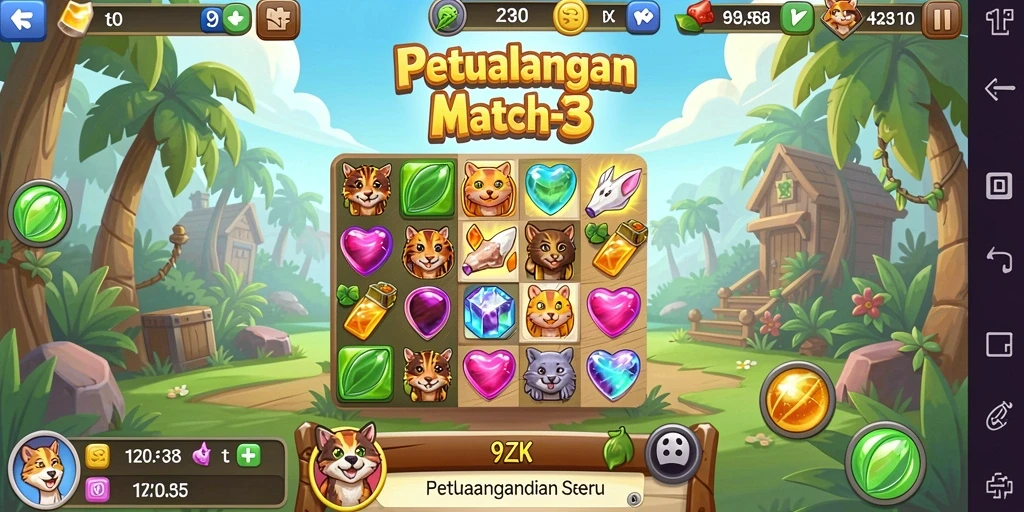 Tampilan gameplay seru dalam 9ZK yang penuh warna.