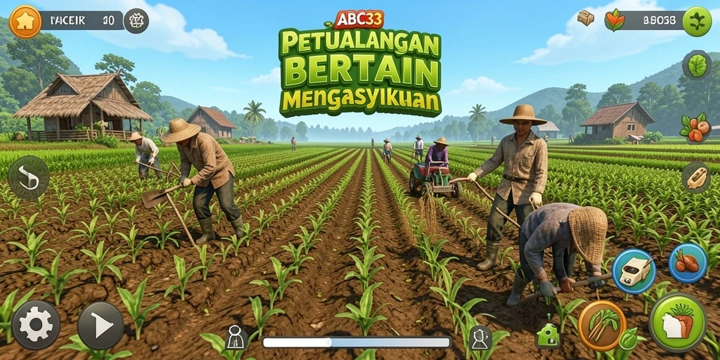 Tampilan gameplay ABC33 yang memukau dengan aktivitas bertani.