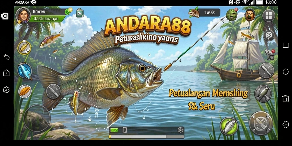 Screenshot gameplay ANDARA88 menampilkan proses memancing yang seru dan realistis.