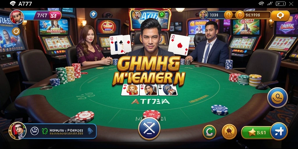 Screenshot AT777 menampilkan gameplay seru Poker dengan interaksi pemain.
