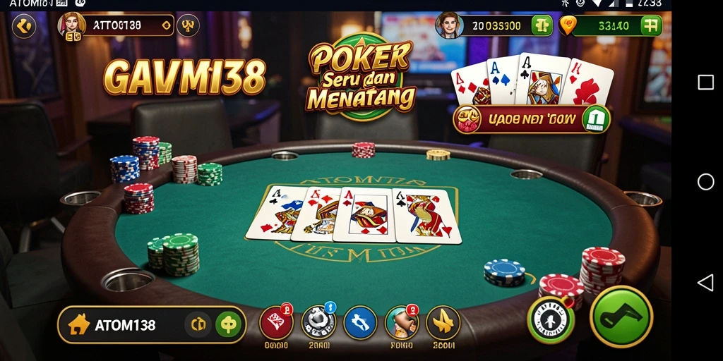 Tampilan gameplay Poker yang menggembirakan dan menantang di ATOM138.