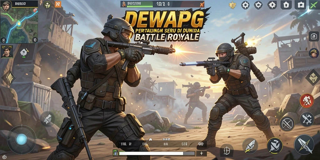Tangkapan layar gameplay DEWAPG yang menampilkan aksi intens Battle Royale.