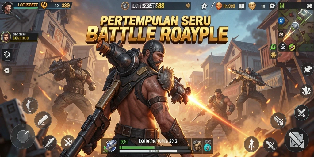 Tampilan seru gameplay LOTUSBET88 dengan aksi Battle Royale intens.