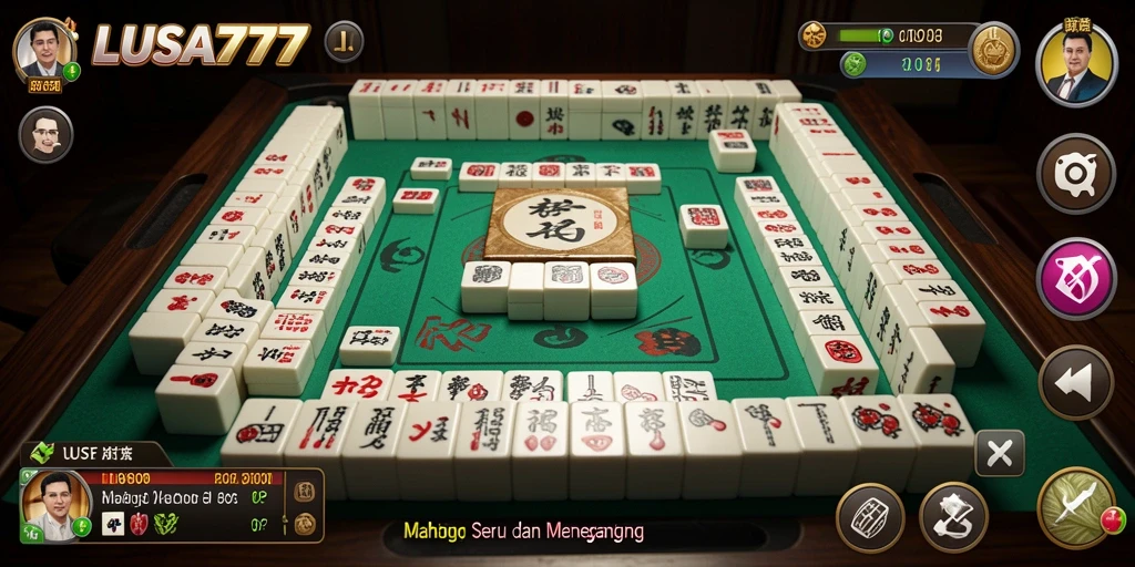 Screenshot LUSA777 menampilkan permainan Mahjong yang mengasyikkan dengan grafis yang cerah.