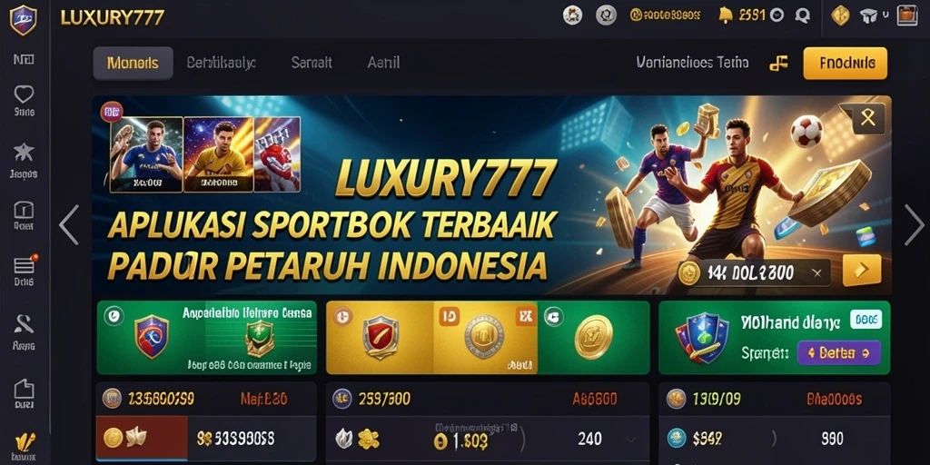 Tampilan antarmuka aplikasi LUXURY777 dengan fitur sportsbook yang menarik.