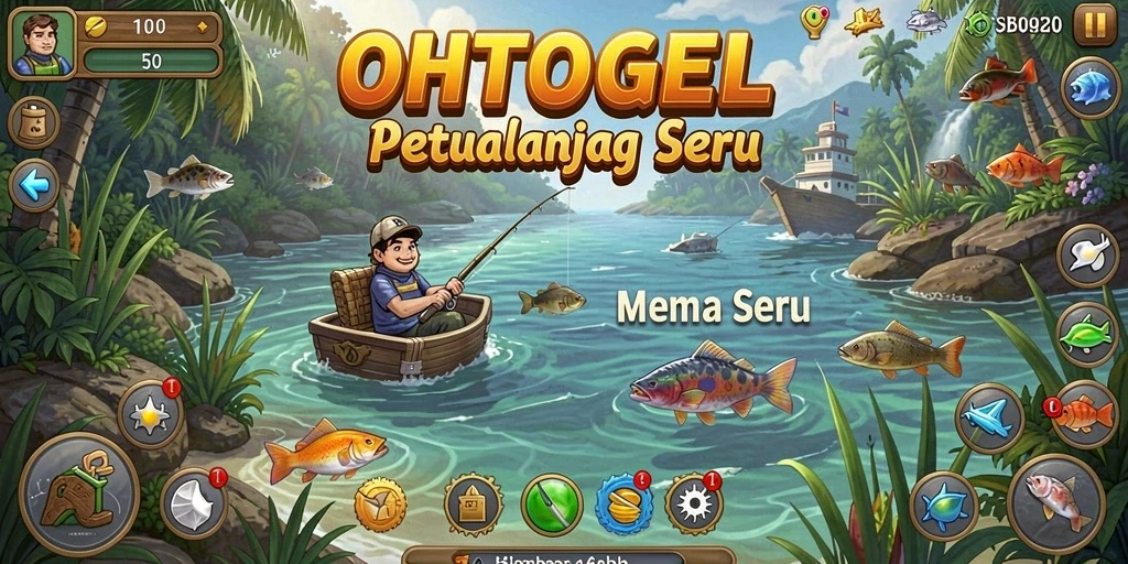 Gameplay OHTOGEL yang seru saat menangkap ikan.