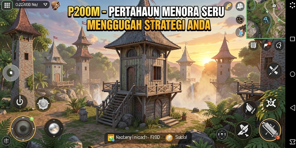Tampilan menara dan peperangan epik dalam P200M.
