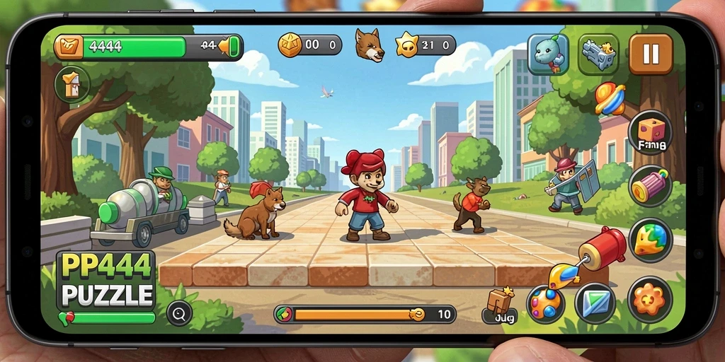 Tampilan gameplay seru dari PP444 penuh tantangan Puzzle.