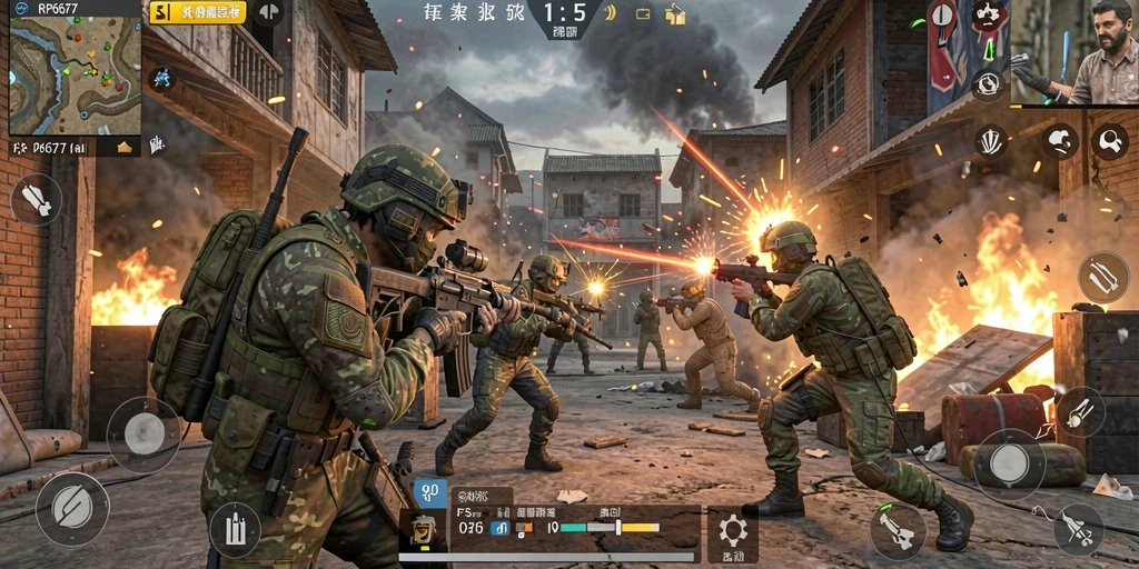 Tampilan gameplay seru di RP6677 dengan aksi tembak-menembak intens.