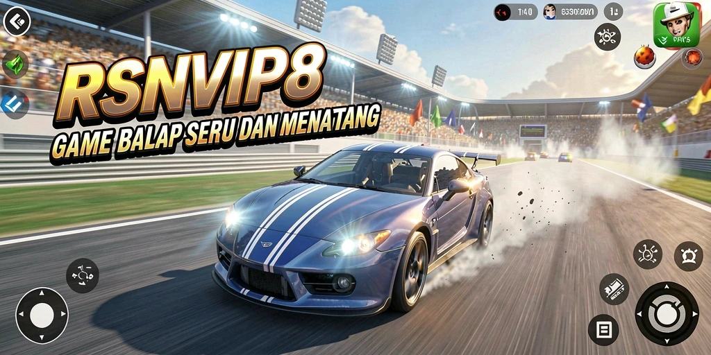 Gameplay balap menyenangkan dengan mobil dan trek yang beragam.
