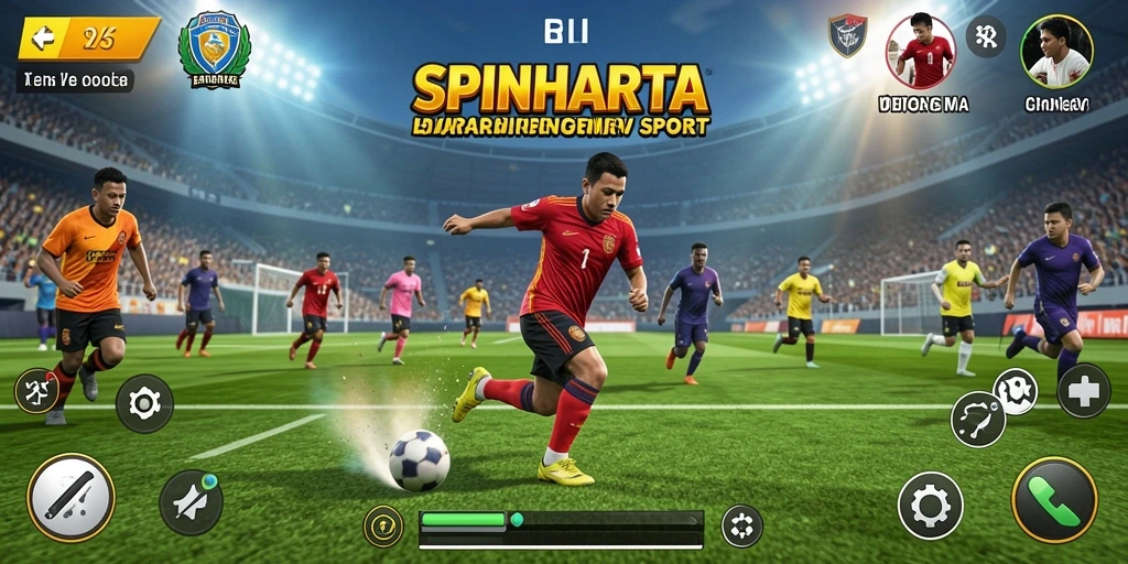 Screenshot gameplay SPINHARTA dengan aksi olahraga yang mendebarkan.