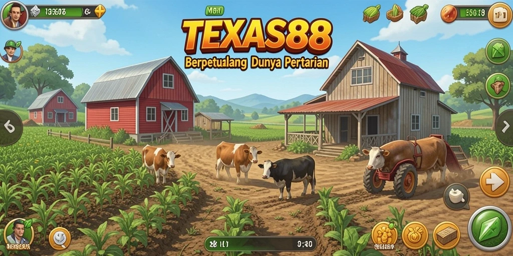 Tampilan gameplay TEXAS88 yang menarik dengan aktivitas pertanian yang dinamis.